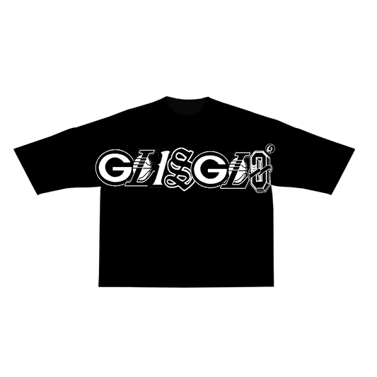 (3) GLISGLO DIFFERENT LOGO BLACK OVERSIZED CROPPED TEE