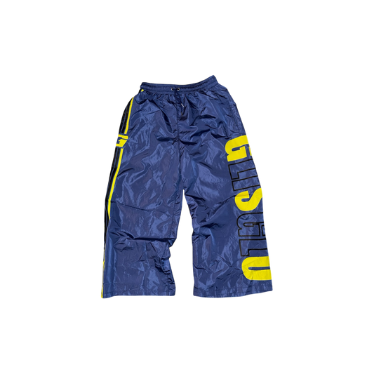 1. BLUE NYLON TRACK PANTS