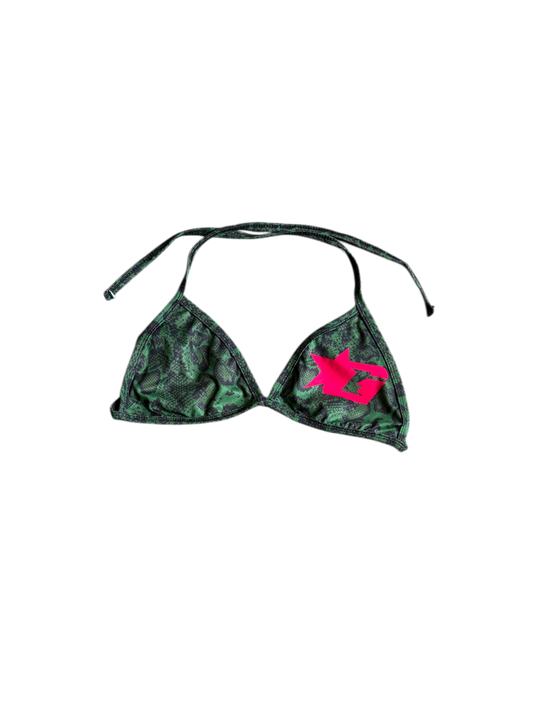Green Snake Skin Bikini Top