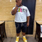 (2) GLISGLO DIFFERENT LOGO WHITE OVERSIZED CROPPED TEE