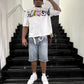 (2) GLISGLO DIFFERENT LOGO WHITE OVERSIZED CROPPED TEE