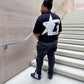 (3) GLISGLO DIFFERENT LOGO BLACK OVERSIZED CROPPED TEE